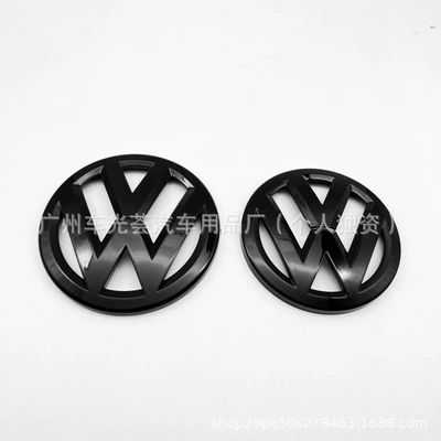 Suitable for modification of Volkswagen's new and old Polo models, black front and rear emblems 11-18/19-20/21-23 (Car logo) - 11-18-polo-front-and-rear-emblems-hatchback-glossy-black