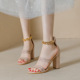 1122-1 Style Sexy Open Toe Ultra High Heel Shoes with Metal Stripe Women's Sandals Thick Heels Versatile Fashion Women's Shoes