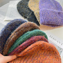 日系复古针织帽子女秋冬加厚保暖百搭混色显脸小毛线帽护耳冷帽潮
