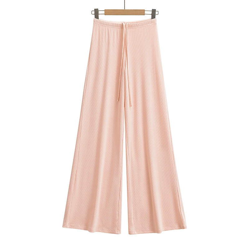 Summer trousers for leisure, loose straight fit, drawstring