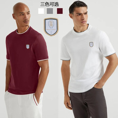 BC家の男性刺繍章偽の丸首半袖tシャツ綿弾tシャツ95% 綿5% スパンデックス