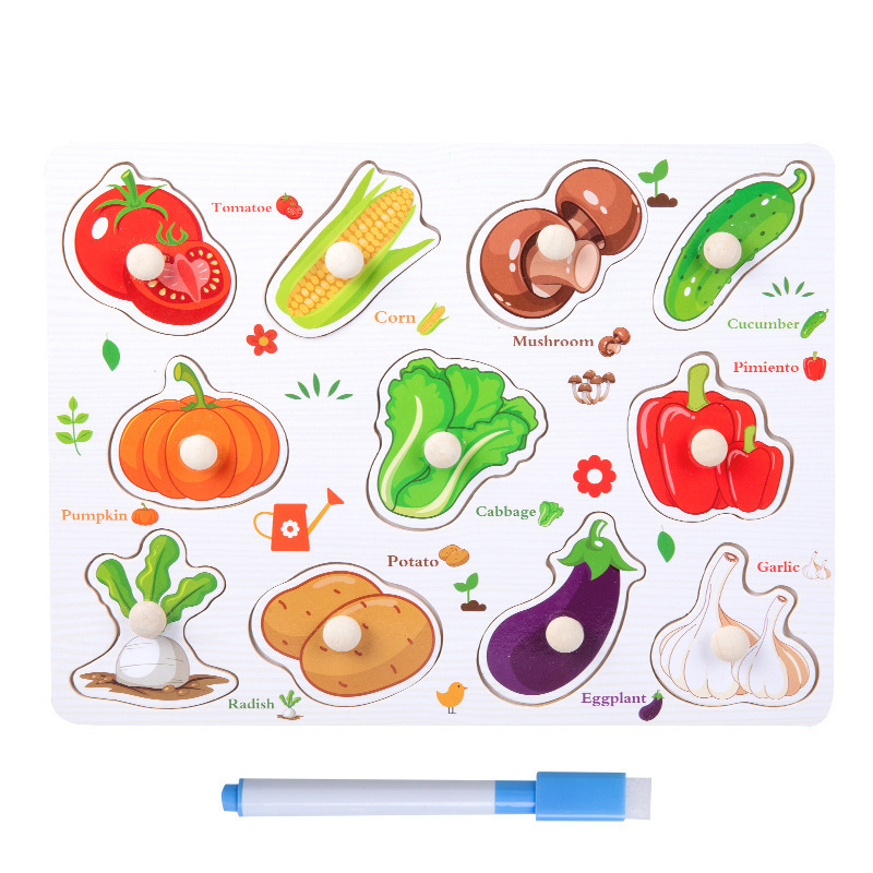 CPC tablero de agarre de la mano de madera para niños rompecabezas digital Alfabeto animal tablero de juego cognitivo Montessori Educación Temprana Juguetes Educativos