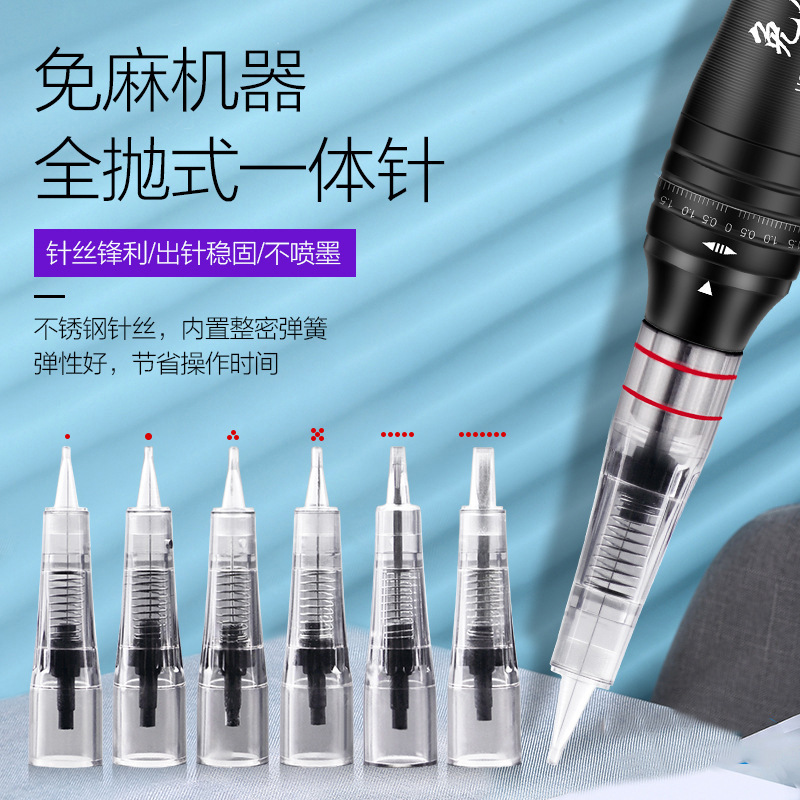 Needle-free tattoo machine, integrated needle for tattooing, all-in-one tattoo needle for eyebrow, eyeliner, and lip tattooing, available in stock