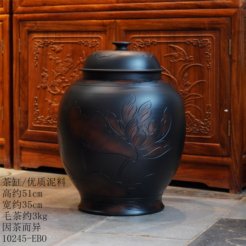 雲南建水紫陶茶缶密封セラミック茶缶大容量紫砂茶缶大型水缶米缶Chu Hang|undefined