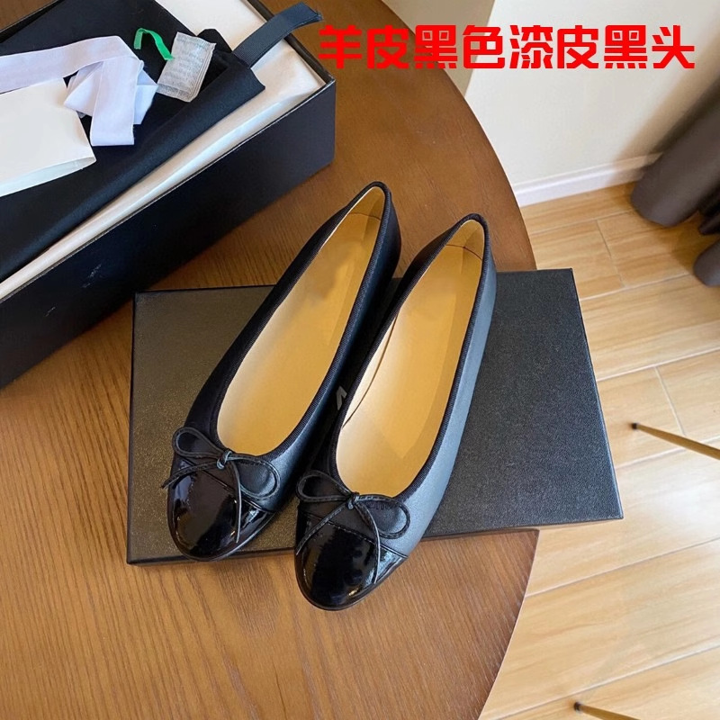女蝴蝶结浅口小2025平底新款高品质单鞋圆头芭蕾舞鞋香风真皮拼色|undefined