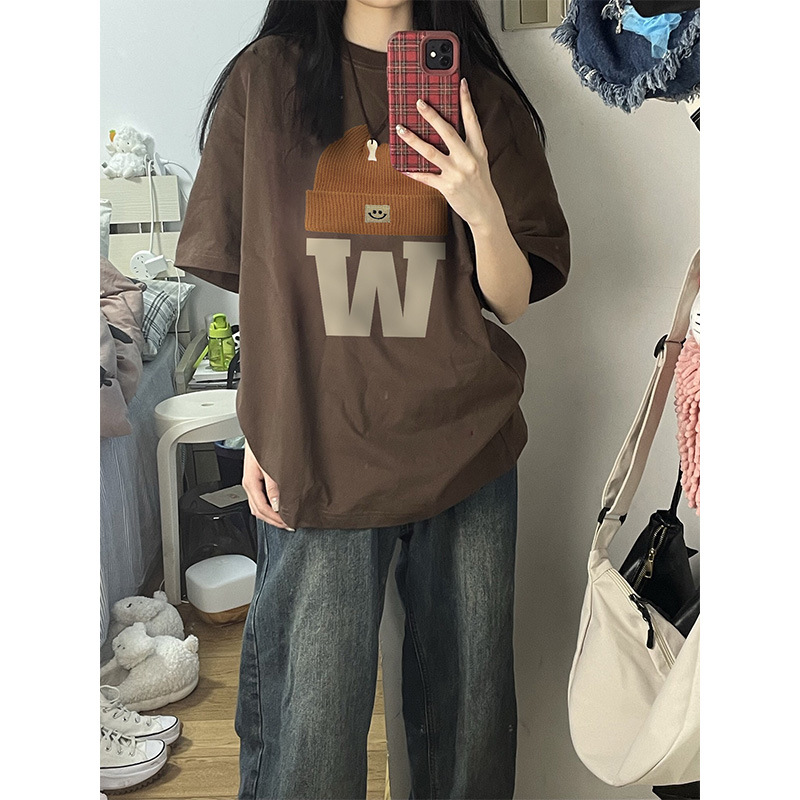 Cotton retro summer small design short sleeve T-shirt