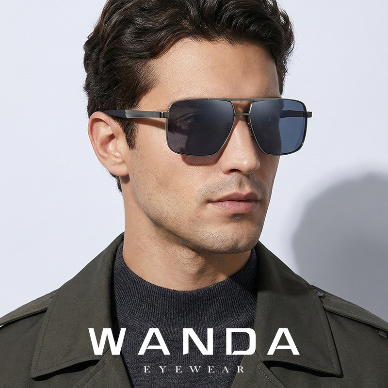 Nuevas gafas de sol polarizadas S15109 Gafas de sol de protección solar al aire libre para hombres con montura clásica Gafas de sol de metal de doble haz
