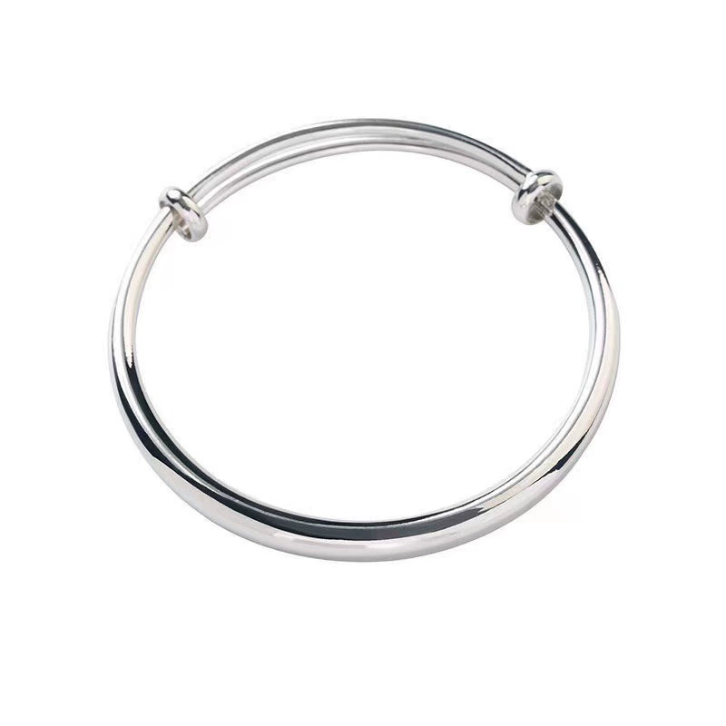 Glossy silver fashionable adjustable classic silver bracelet, simple and elegant design, Korean style