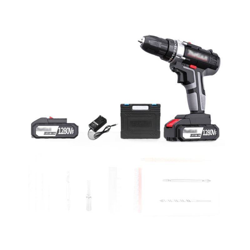 Taladro de mano eléctrico de litio pistola de mano taladro doble velocidad impacto multifunción tornillo giratorio hogar industrial destornillador eléctrico