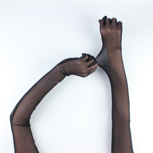 55cm Slim Fit Long Sleeve Elastic Mesh Gloves for Women, Thin Sunscreen Fashion Dress Pair with Sexy Suit Accessories