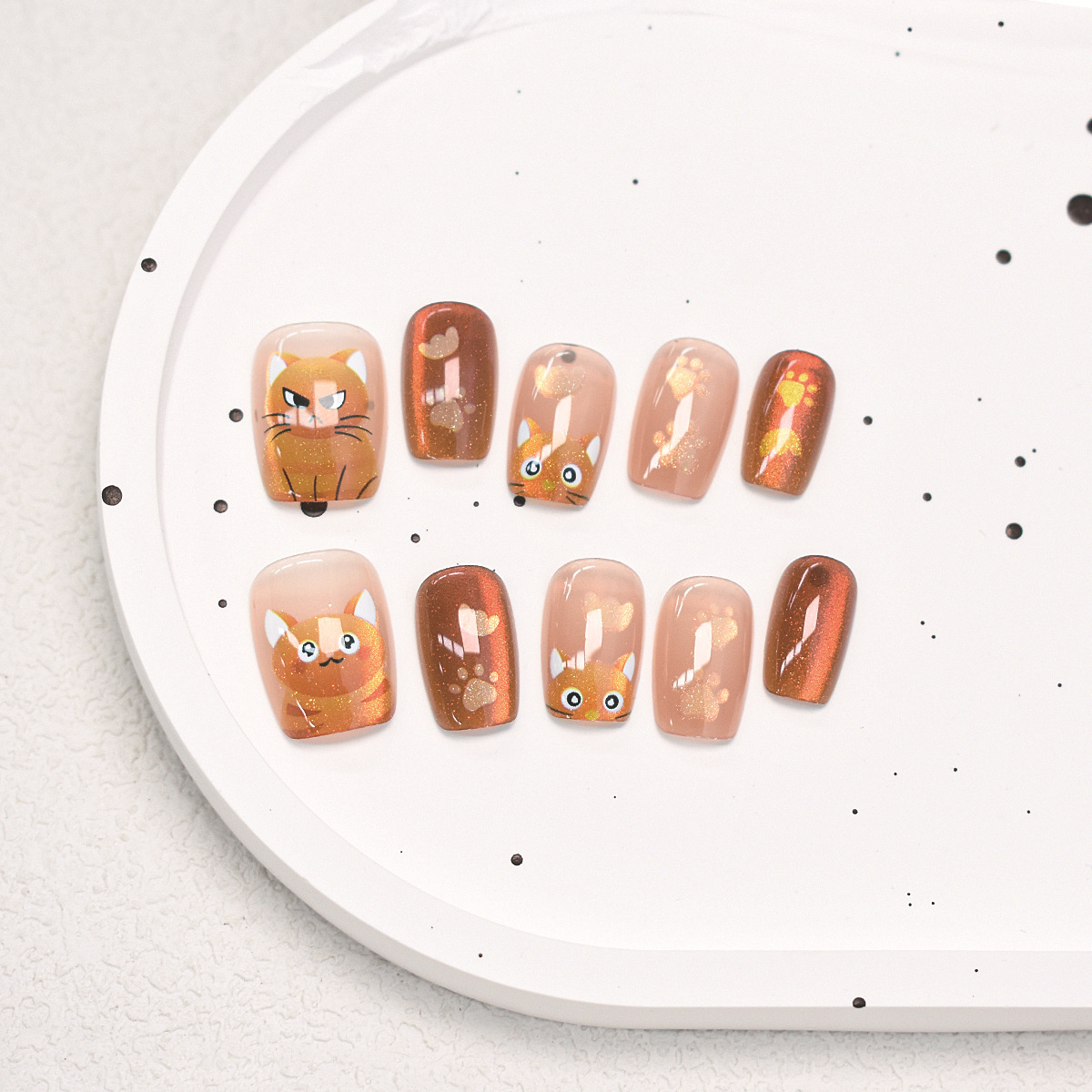 Pequeño libro rojo estilo caliente gato de la suerte ojo de gato con armadura linda pequeña gato naranja tamaño tira pieza de uña escalera corta pieza de uñas postizas