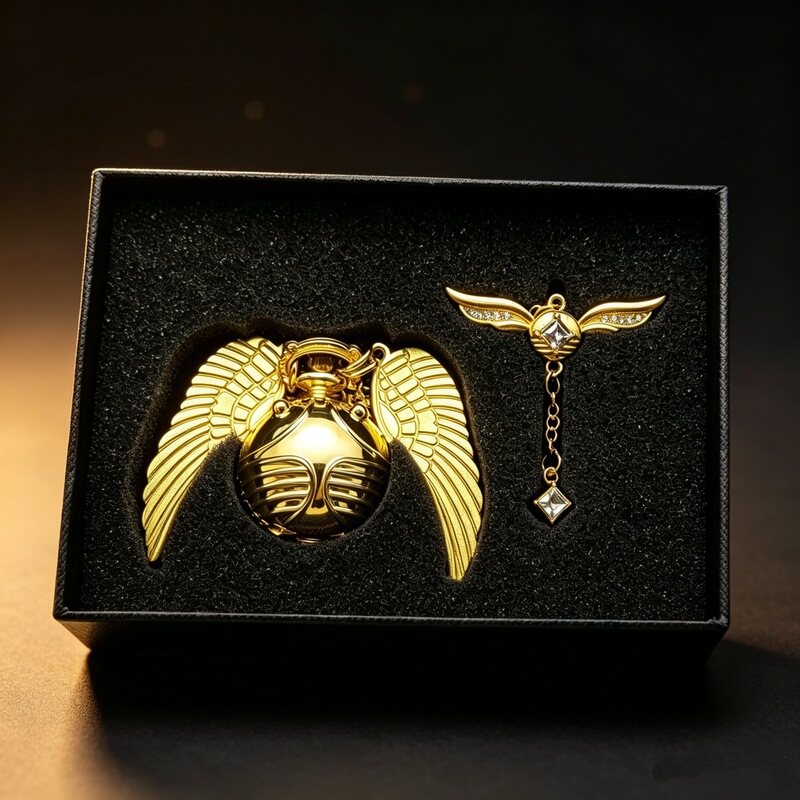 New Harry Potter Snitch Pocket Watch Necklace Gift Box Set with Golden Necklace, Round Ball, and Large Wings for Export New Harry Potter Snitch Pocket Watch Necklace Gift Box Set with Golden Necklace, Round Ball, and Large Wings for Export