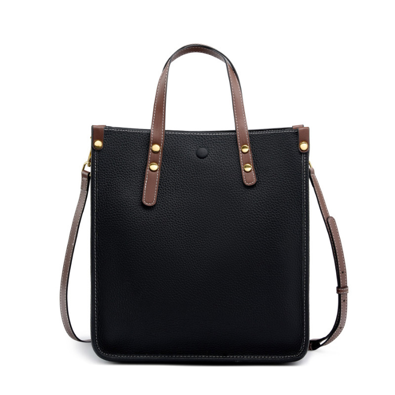 Fashion Genuine Leather Vertical Tote Bag Top Grain Cowhide Commuter Shoulder Bag Briefcase Women's Soft Leather Crossbody Bag - Thumbnail 7