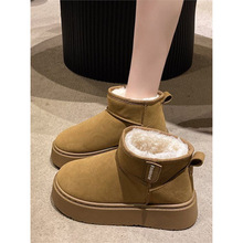 厚底雪地靴女冬加绒加棉2025年新款增高保暖短靴低帮短筒雪地棉鞋