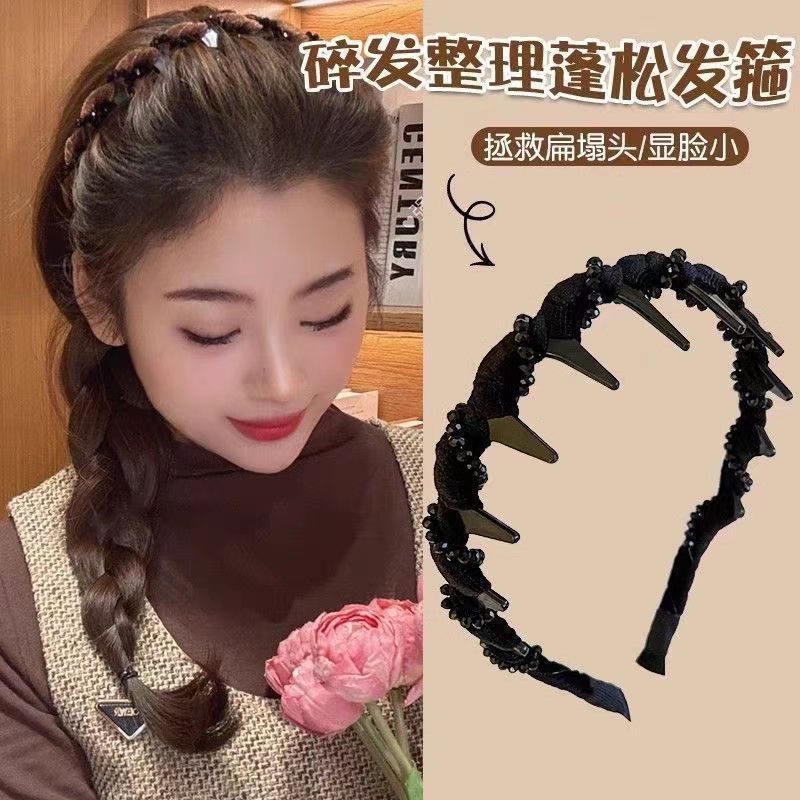 新款气质串珠头箍高级感王妃轻奢发卡发箍法式时尚水晶手工发饰|undefined