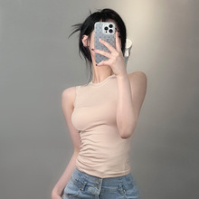 实拍韩国东大门修身显瘦弹力性感辣妹显胸大百搭无袖背心女内搭潮