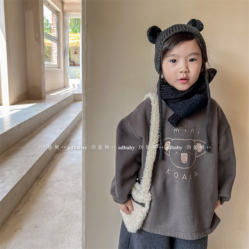  New Children's Clothing Autumn and Winter Clothing Children's Autumn Korean Style Mid-Length Fleece Sweatshirt Girls Autumn Clothing 122609