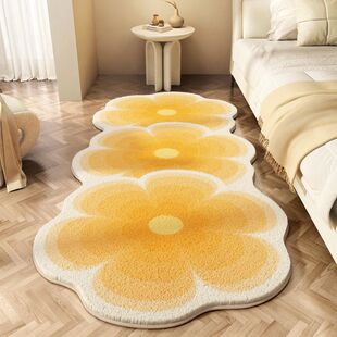 Ins Style Simple Flower Bedroom Bedside Blanket Cloakroom Long Carpet Cute Comfortable Soft Imitation Cashmere Carpet