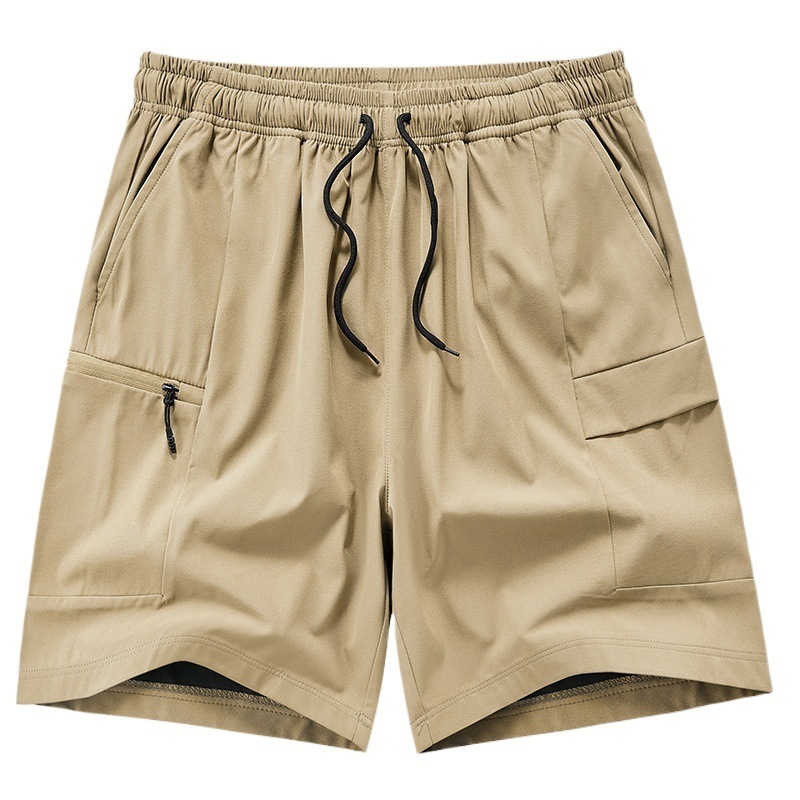 Transfronterizo 2025 verano nuevo multi-bolsillo cremallera pantalones cortos deportivos casuales delgados para hombres fuera