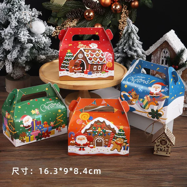 Christmas paper cup cake box portable western point packing box Christmas Eve Apple candy Biscuit Gift Box Wholesale