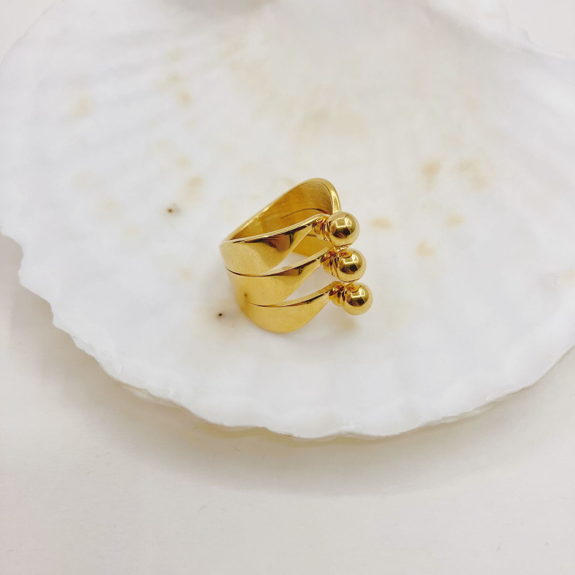 Fashion Geometric Stainless Steel Plating Open Ring