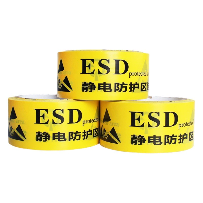 ESD зона электростатической защиты ленты Желтый английский анти-статическая защита области логотип ПВХ предупреждение ленты