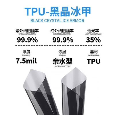 Automotive Film Panoramic Sunroof Film Ppf Black Crystal - 152-1m-tpu-black-crystal-skylight-ice-armor-film-75mil