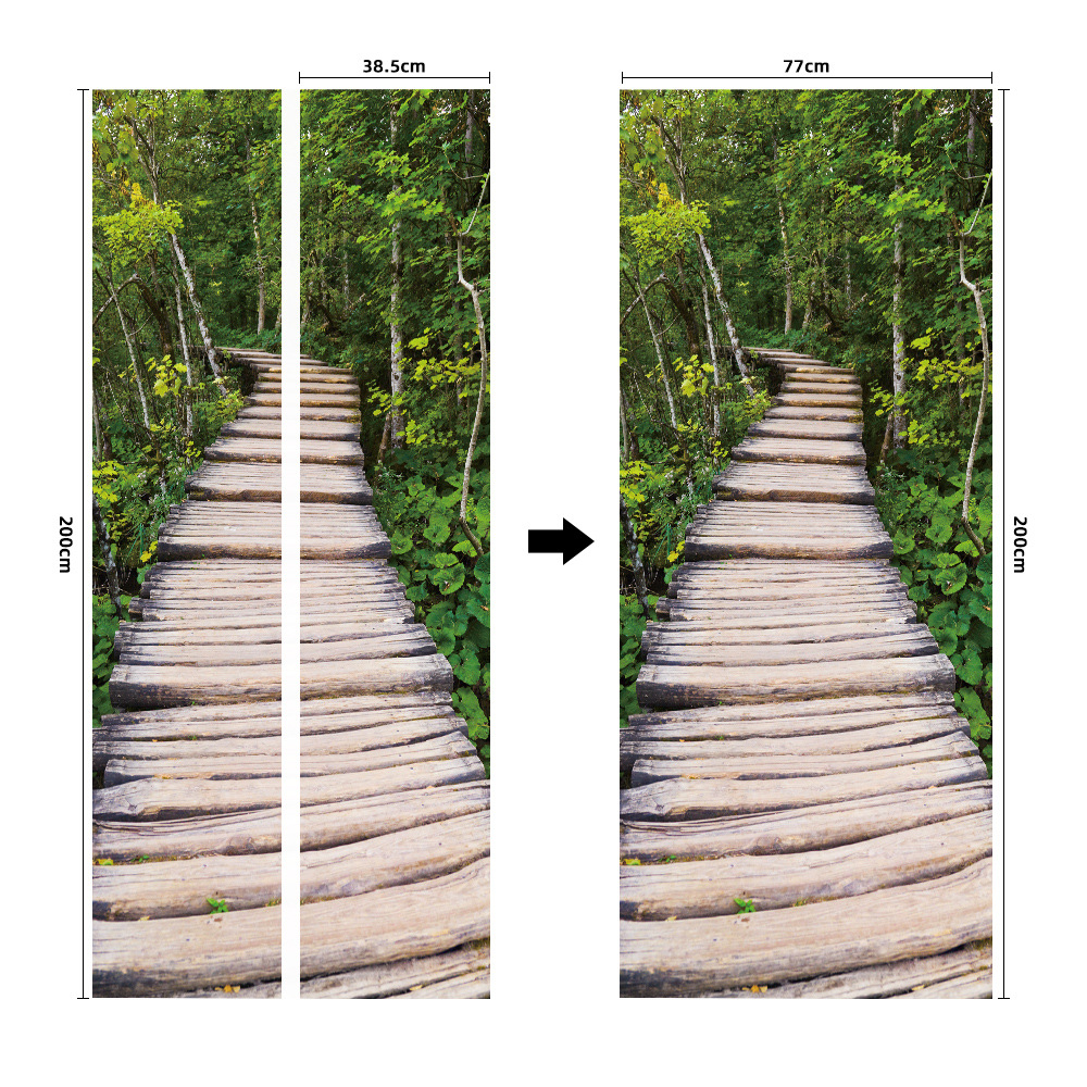 Pegatinas para puertas 3D respetuosas con el medio ambiente, autoadhesivos, fabricantes de origen al por mayor, patrones populares transfronterizos de alta definición, adhesivos para puertas impermeables, a prueba de aceite y antiincrustantes