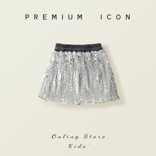 Girls Korean Sequined Skirt 2025 Winter New Children's Light Luxury Plus Velvet A-Line Skirt Dropshipping