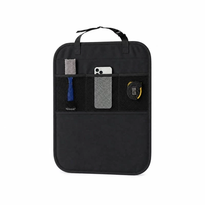 Car anti-kick pad, Amazon seat Chair back anti-kick pad - black-oxford-fabric-anti-kick-pad-three-pockets