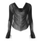 Latin Dancer Women Adult Mesh Irregular Blouse Long Sleeve GB Modern Dance Practice Dress 2025 New Top