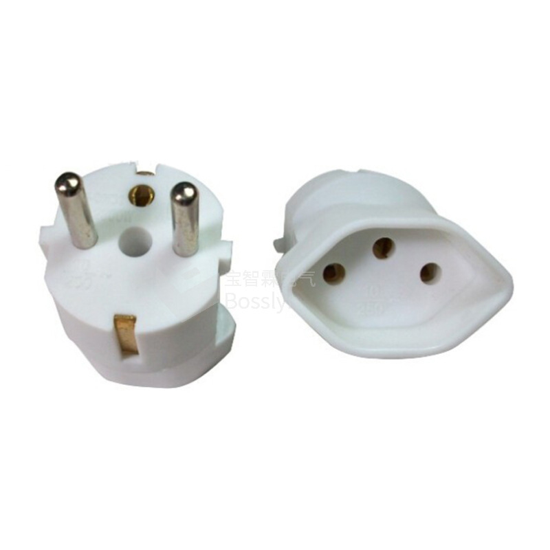 德法式转瑞士转换插座 瑞士转欧规转接头 16A接地线德标插头