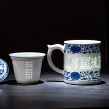 景德镇手绘青花玲珑水杯瓷盖碗茶杯不烫手单个陶瓷功夫茶具