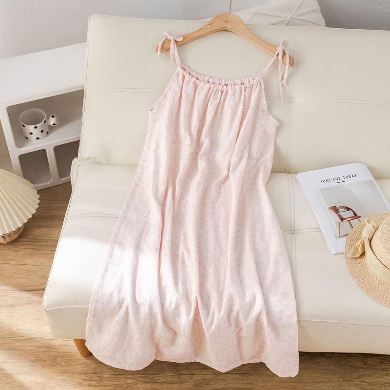 Class a Pure Cotton Gauze Camisole Nightgown for Women, Summer Thin Style, Sweet Pastoral Style Floral Print, Petite Size, All-Cotton Sleepwear Class a Pure Cotton Gauze Camisole Nightgown for Women, Summer Thin Style, Sweet Pastoral Style Floral Print, Petite Size, All-Cotton Sleepwear