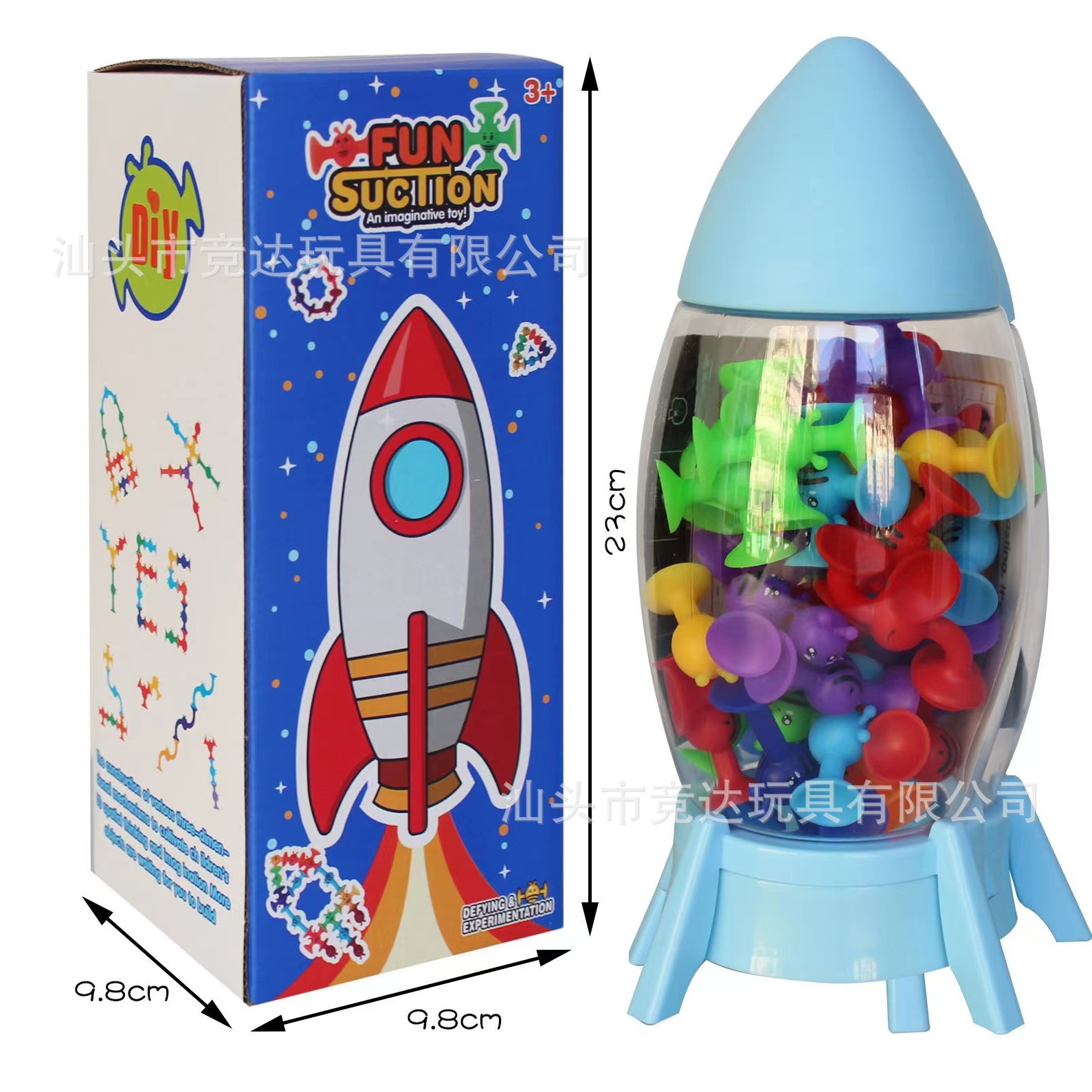 Transfronterizo nueva succión de descompresión de los niños de bloques de construcción suave lechón juguetes educativos DIY montado baño de música pegajosa