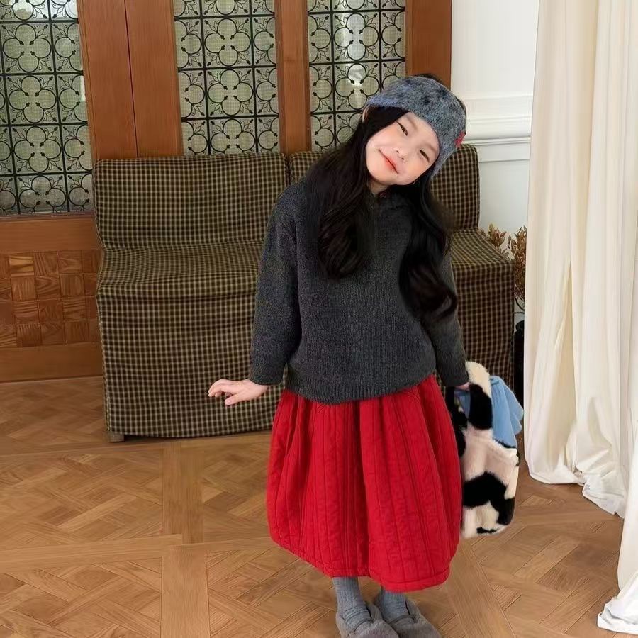 Niñas de invierno 2025 nuevo estilo coreano retro literatura simple y ligera falda de Año Nuevo de algodón image 2