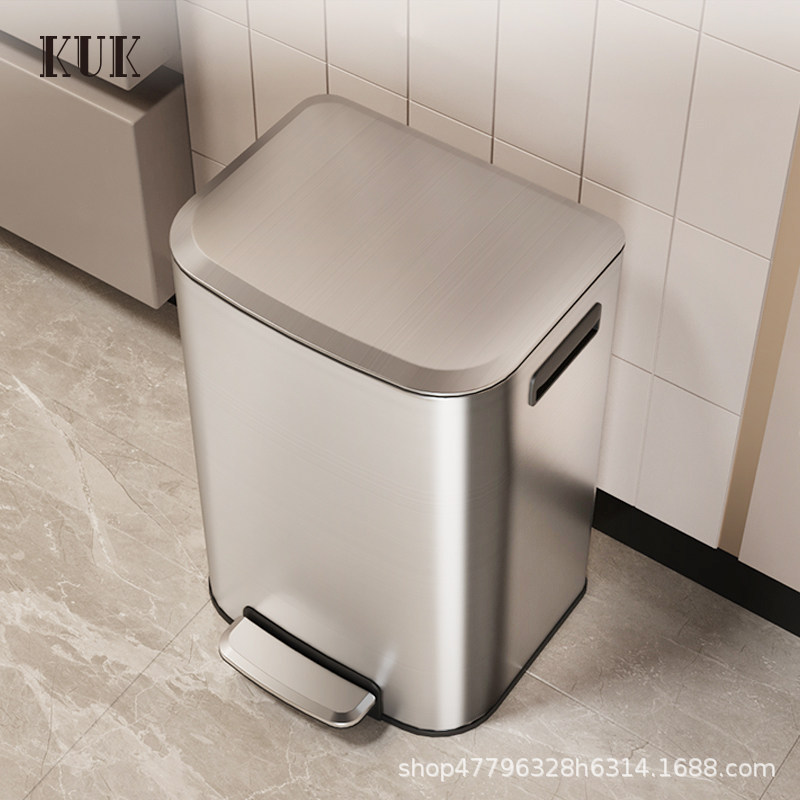Large Stainless Steel Kitchen Trash Can for Home Use, Large Capacity, Stylish Design, Foot-Operated with Lid, High-End Luxury Large Stainless Steel Kitchen Trash Can for Home Use, Large Capacity, Stylish Design, Foot-Operated with Lid, High-End Luxury