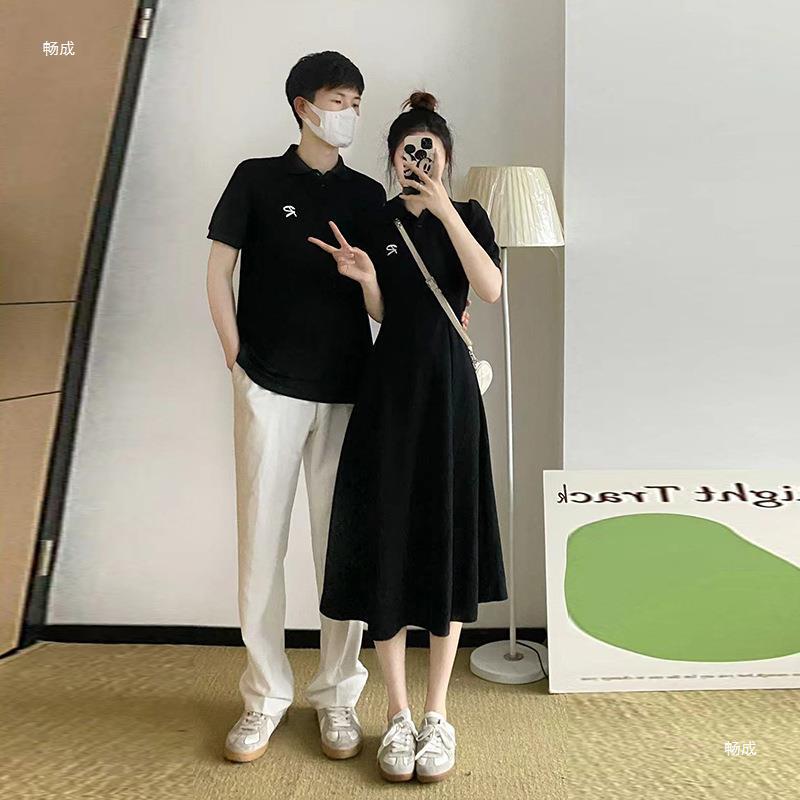 (2개) 여름 새로운 연인 프랑스 원피스 원피스 남성 셔츠 세트 세대
