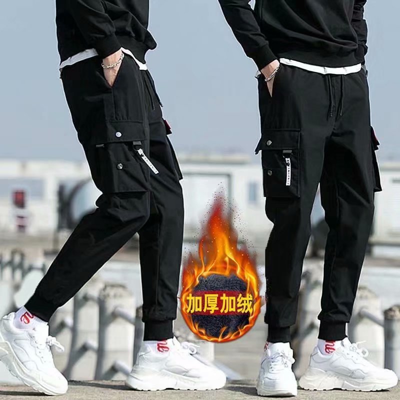 Men's Winter Cargo Pants Trendy Jogger Korean Style Loose Large Size Student Cropped Casual Hip-Hop Couple Pants