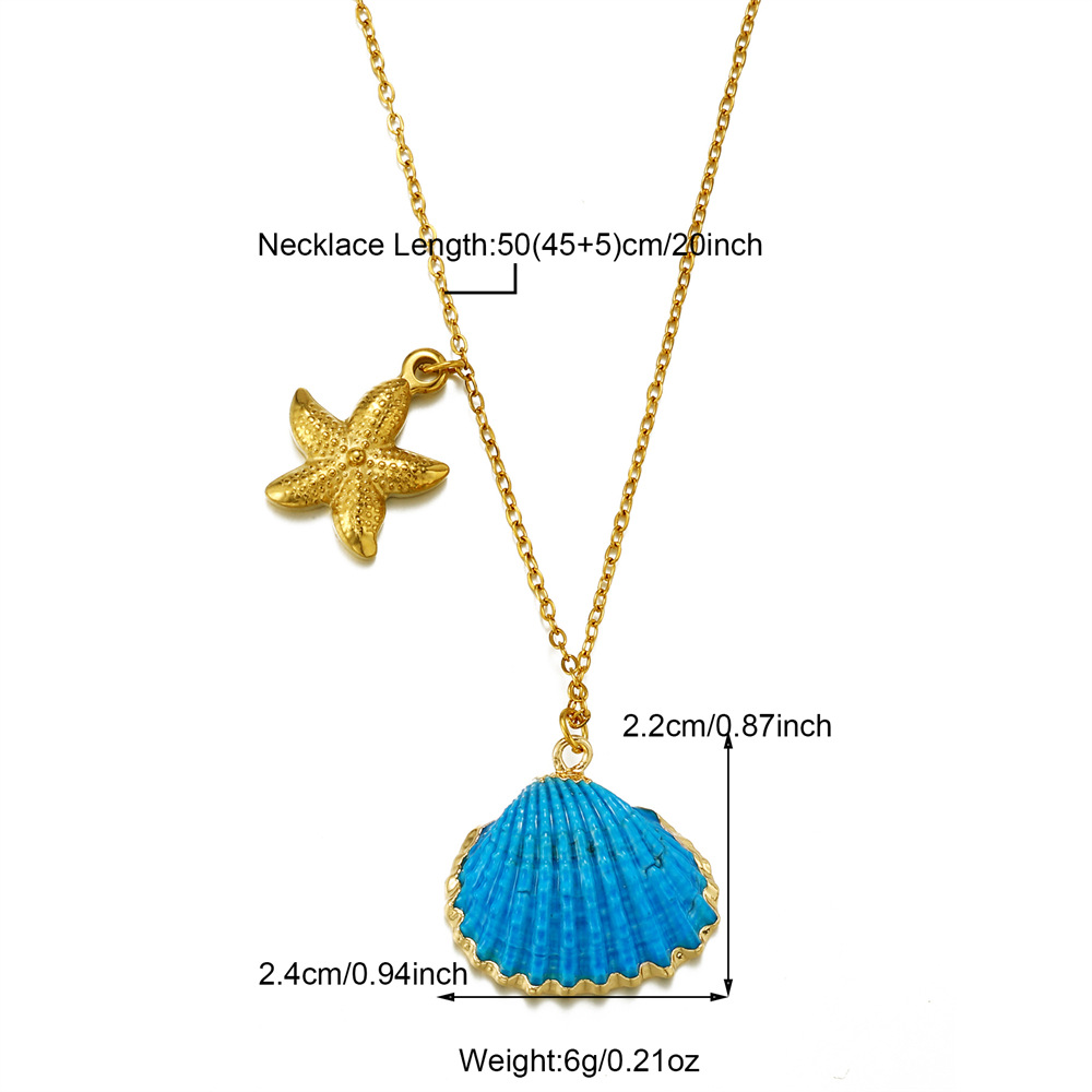 Shell Pattern Wholesale Jewelry Simple Style Classic Style Shell 304 Stainless Steel Patchwork Inlaid Shell Pendant Necklace