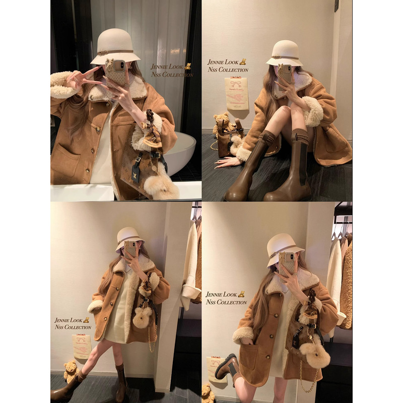 2825 #   NSS COLLECTION ブラウニー ハグベア リバーシブルファーワンピース ブラウンファーコート|undefined