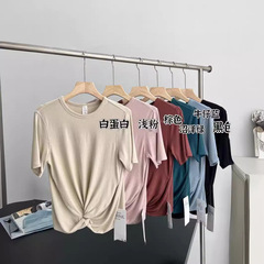 露家の新型tシャツ日常レジャースポーツ風シンプルで痩せた典型的な丸首tシャツ
