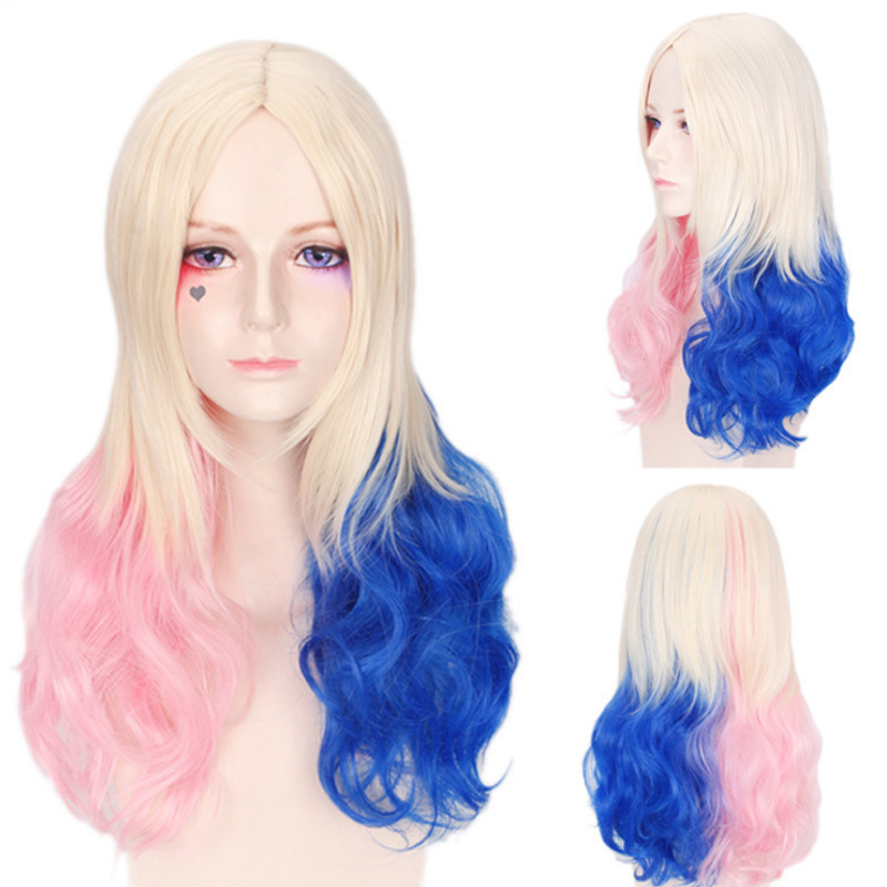 Suicide Squad Movie Wig Harley Quinn Anime Cosplay Gradient Style Curly Hair Suicide Squad Movie Wig Harley Quinn Anime Cosplay Gradient Style Curly Hair