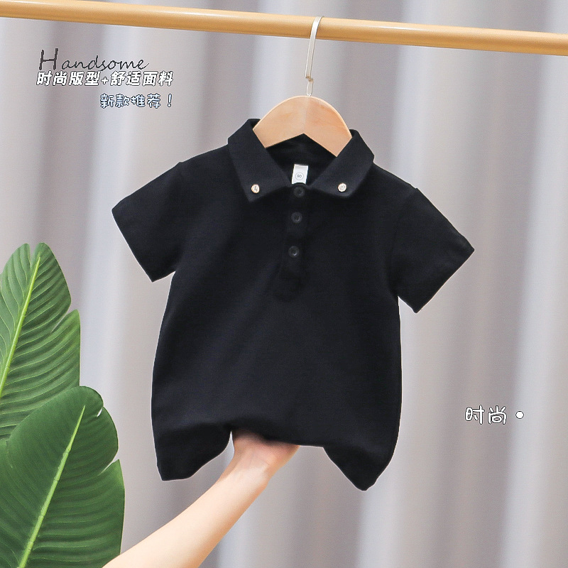 Boys' Summer Short-Sleeve POLO Shirt 2022 New Collar T-Shirt Children's Base Shirt Fashion Top Trendy