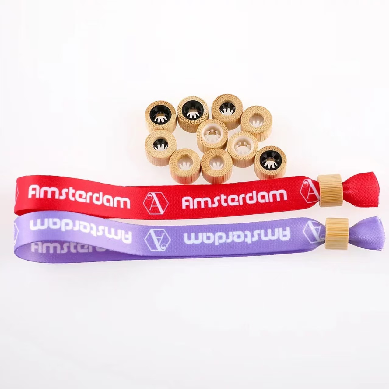 Natural Wood Color Bamboo Barbed Buckle Wrist Strap Webbing for Wholesale Assembly of Cylindrical Combination Bamboo Buckles for Making Buttons