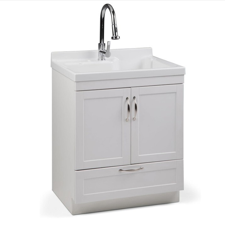 Modern and Simple Sink Cabinet with Double Doors and One Drawer, White Without Basin, Space-Saving, Multifunctional for Bathroom and Kitchen
