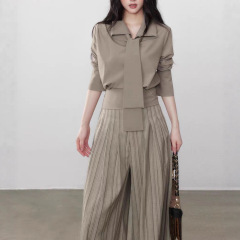 慵懒感宽松秋季通勤百搭系带气质简约显瘦长袖衬衫女