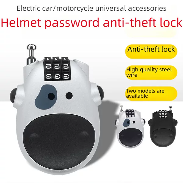 Cartoon Cow Telescopic Wire Rope Steel Cable Password Lock Helmet Lock Car Clothing Sleigh Motorcycle Helmet Lock in Stock