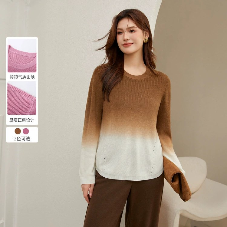 Цветное шоу большого размера женский дизайн градиент цвет личность дикий шею свитер толстый mm2024 зимняя одежда новый