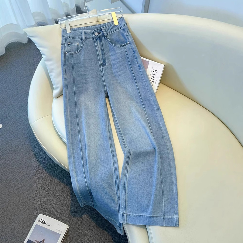 Light-Colored Women's Jeans Summer Thin 2025 New Retro Loose Super Stylish Popular Cropped Straight Wide-Leg Pants Light-Colored Women's Jeans Summer Thin 2025 New Retro Loose Super Stylish Popular Cropped Straight Wide-Leg Pants